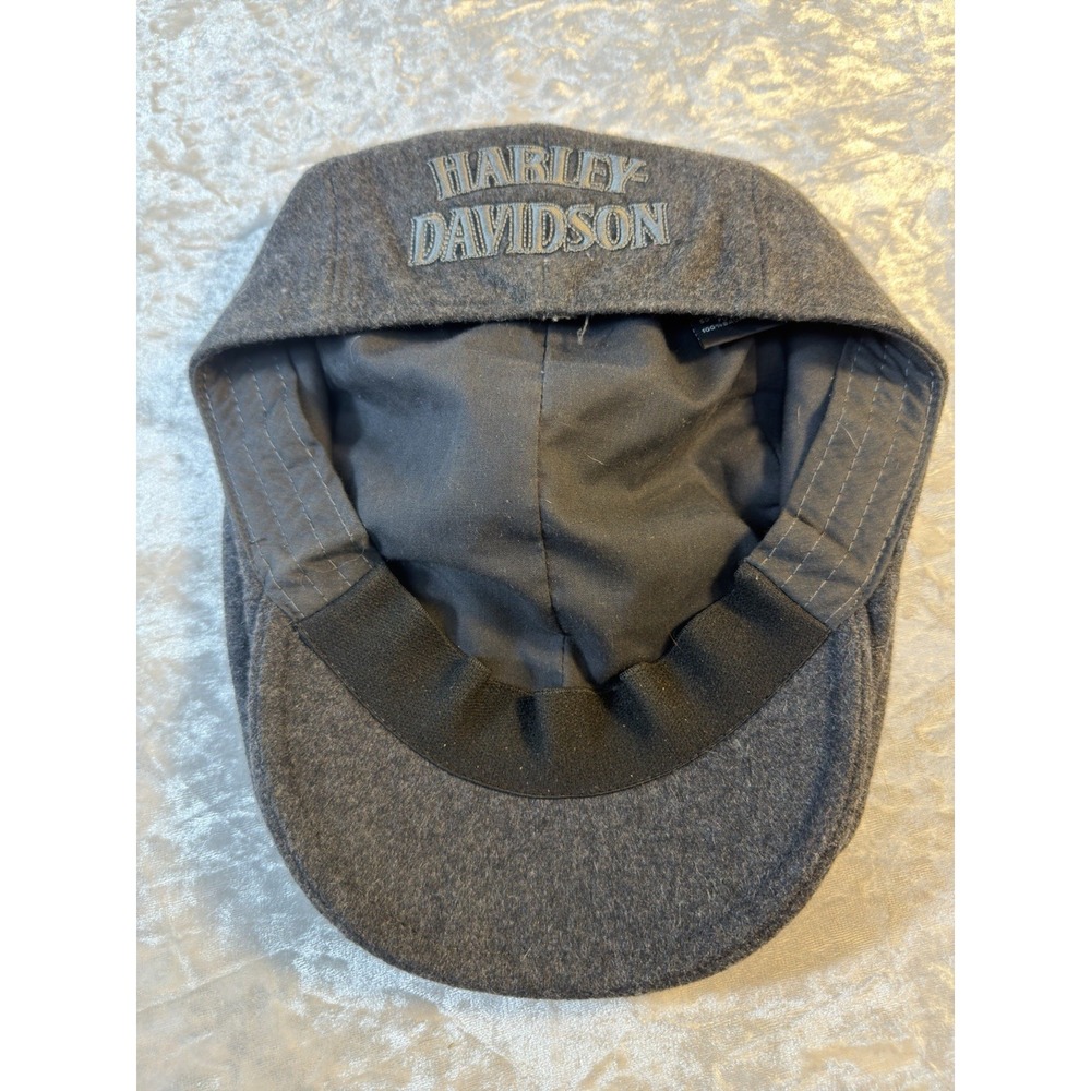 Harley Davidson Mens Newsboy Cap Wool Blend Gray Ivy Driving Hat Embroidered